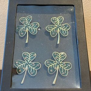 Cupcakes & Cashmere 4 Clover Leaf ST. PATRICKS DAY Pink RHINESTONES NAPKIN RINGS
